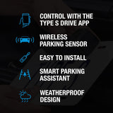 Type S Smart Wireless Parking Sensor, Bluetooth Solar Powered Wireless Parking Sensor Kit Car Vehicle Reversing Radar System Pack of 2