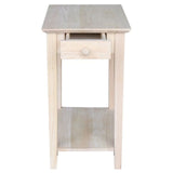 Pemberly Row 1 Drawer Transitional Wood Narrow End Table in Natural