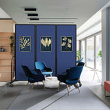 Standard Room Divider with Metal Frame, Folding Portable Partition Privacy Walls for Schools and Offices 7’6 Tall x 8’7 Wide Navy